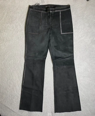 Kenneth Cole New York 100% Suede Bootcut Pants Womens 8 Black Casual Comfort - Image 1 of 4