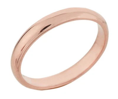 Alianza de boda de plata esterlina maciza enchapada en oro rosa de 18k de 3 mm tamaño 6,5 $ Foto 1 de 4