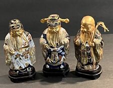 Vintage Chinese, Fu , Lu and Shou , Cloisonne Figurines, 3.75” tall