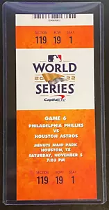 Biglietto replica MLB WORLD SERIES 2022 - Phillies @ Houston Astros GIOCO 6 clincher - Foto 1 di 3