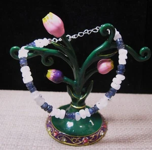 Beautiful 925 Sterling Silver Iolite & Moonstone Bracelet F103 - Picture 1 of 3