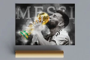 "Póster de papel mate Lionel Messi, Copa del Mundo 2022 (sin enmarcar), 24""x36" - Imagen 1 de 5