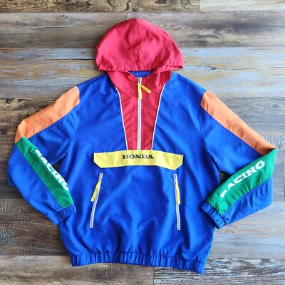 Jaqueta Honda Racing Colorblock meio zíper com capuz corta-vento Anorak unissex 48"-XL - Imagem 1 de 4