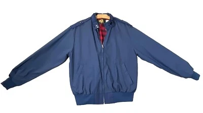 Chaqueta Bomber De Colección King Louie Pro Fit Azul Café Racer Forrada a Cuadros Grande Años 80 EE. UU. Foto 1 de 4