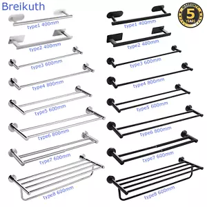 Towel Rail Rack Shelf Holder 400/600/800mm Stainless Steel Wall Mount Bathroom - Picture 1 of 118