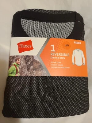 Hanes Warmer Reversible Térmico Crew Para Hombre Negro/Azul Marino/Borgoña Talla M/L - Nuevo Con Etiquetas Foto 1 de 4