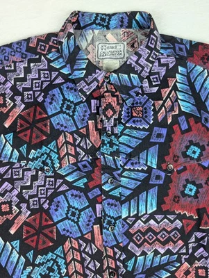 Vintage H Bar C California Ranchwear Shirt Multicolor Navajo Print Button Sz XL  - Image 1 of 4