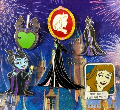 💤 Lote de 6 prendedores de la Bella Durmiente Aurora Maléfica - Cómic, Chibi, Sihouette, Apple Foto 1 de 2