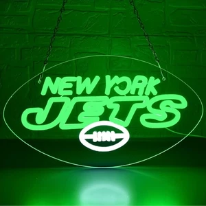 New York Jets Neon Sign Lamp Light With HD Vivid Printing Party Room Man Cave  - Picture 1 of 6