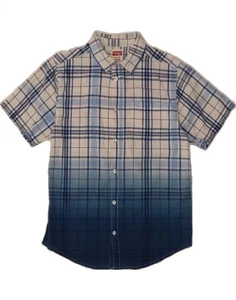WRANGLER Boys Short Sleeve Shirt 14-15 Years XL Blue Check Cotton AK05 - Picture 1 of 3