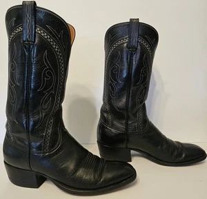 Lucchese Mens 9 1/2 Black Leather Boot - Model # 1339 - Picture 1 of 14