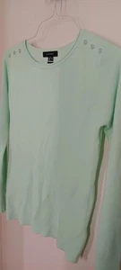 Atmosphere Mint Green Pullover Knit Top L/S Button Shoulder Detail Womens 10 - Picture 1 of 3