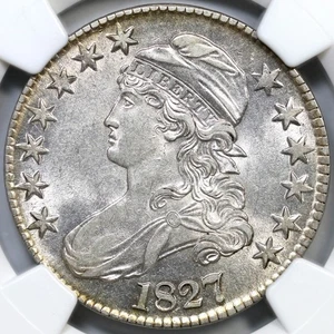 1827 O-109 R-4 NGC AU 55 Capped Bust Silver Half Dollar 50c - Picture 1 of 3