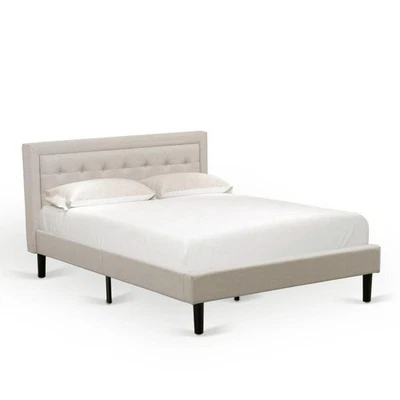 East West Furniture FNF-08-Q Plataforma Cama Queen Size - Lino Beige Niebla... Foto 1 de 4