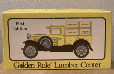 1ª Edición Golden Rule Lumber Center 1930 Modelo A Pickup Caja Banco de Monedas-EN CAJA Foto 1 de 4