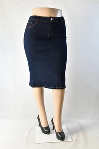 Nuevo Denim elástico para mujer 29" longitud pantorrilla línea A 5 bolsillos lavado oscuro #JW0373 OSCURO - Imagen 1 de 6