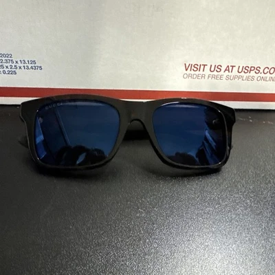 GUCCI GG0008S 003 53 毫米哈瓦那网络橡胶蓝色镜面太阳镜意大利男女通用  — 第 1/4 张图片