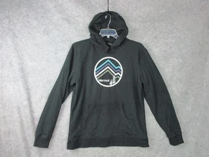 Marmot Hoodie Mens Large Black Mountain Stripe Pullover Sweatshirt Outdoor Logo - Picture 1 of 12