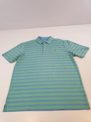 Camisa Polo Masters Tech Para Hombre XL Azul Verde Rayas Golf Augusta National Logo Foto 1 de 4