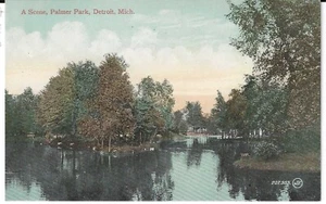 Eine Szene, Palmer Park, Detroit, Mich. 1910er unbenutzte Karte, Teiche und Bäume - Bild 1 von 2