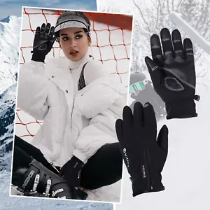 Mens Womens Ski Gloves Winter Fleece-Lined Touch Screen Cycling Windproof Gloves - Picture 1 of 6
