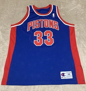 Grant Hill 33 Detroit Pistons Vintage Champion Authentic NBA Jersey 48 XL Blue - Picture 1 of 24