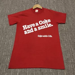 Vintage 70s Have A Coke Coca Cola T-Shirt Size M Red Single Stitch Stedman USA - Picture 1 of 11