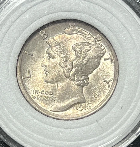 1916 Mercury Dime Silver  ---- GEM BU+ FB Nice Toning, Great Luster Cover