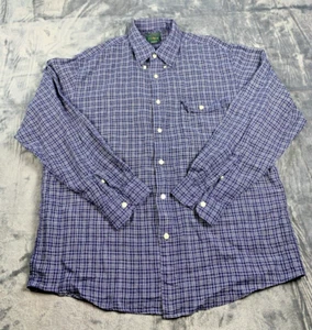 J.Crew Men's L 100% Irish Linen Navy Blue MicroCheck Button Up Casual Shirt - Picture 1 of 6