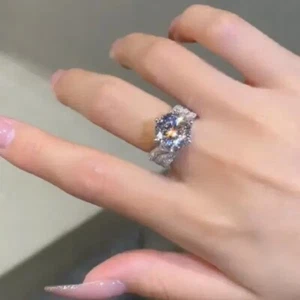 3.80 ctw Created Round Cut Diamond Women's Engagement Ring 14k White Gold Plated - Picture 1 of 6