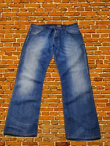 MENS WRANGLER SPENCER SIZE W36 L32 BLUE WASH STRAIGHT DENIM JEANS TROUSER - Picture 1 of 4