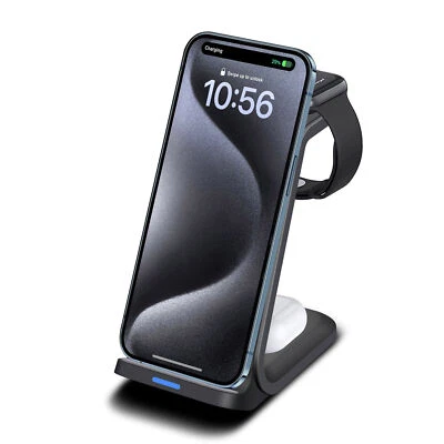 3 in 1 Wireless Charger Dock Station Fast Charging For Apple Watch iPhone 16 15 - Image 1 of 4