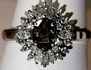 STUNNING DIAMOND & ALEXANDRITE PLATINUM RING - 5.9 grams, size 7.75 - Picture 1 of 18