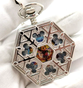 MICKEY MOUSE, Manual Wind "Disneyland" Character, Hexagon POCKET WATCH,274,L@@K - Picture 1 of 8