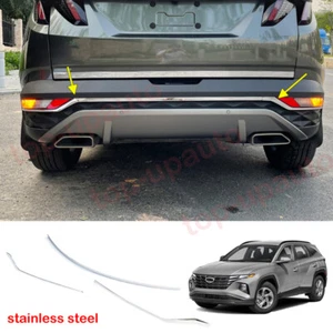 For Hyundai Tucson 2022 2023 chrome steel rear bumper Fog lamp Strip Cover trim - Picture 1 of 7