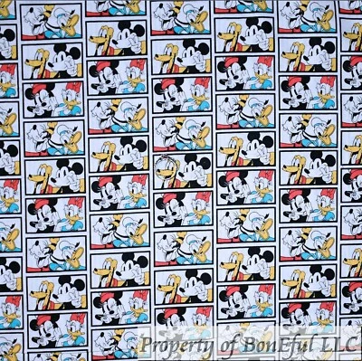 BonEful Fabric Cotton Quilt Disney Donald Duck Goofy Comic Pluto Dog SALE SCRAP - Image 1 of 4