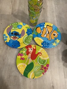 Disney Store Ariel Little Mermaid Plate Cup Set of 7 Lot Dishes Nemo Lilo Stitch - Picture 1 of 6