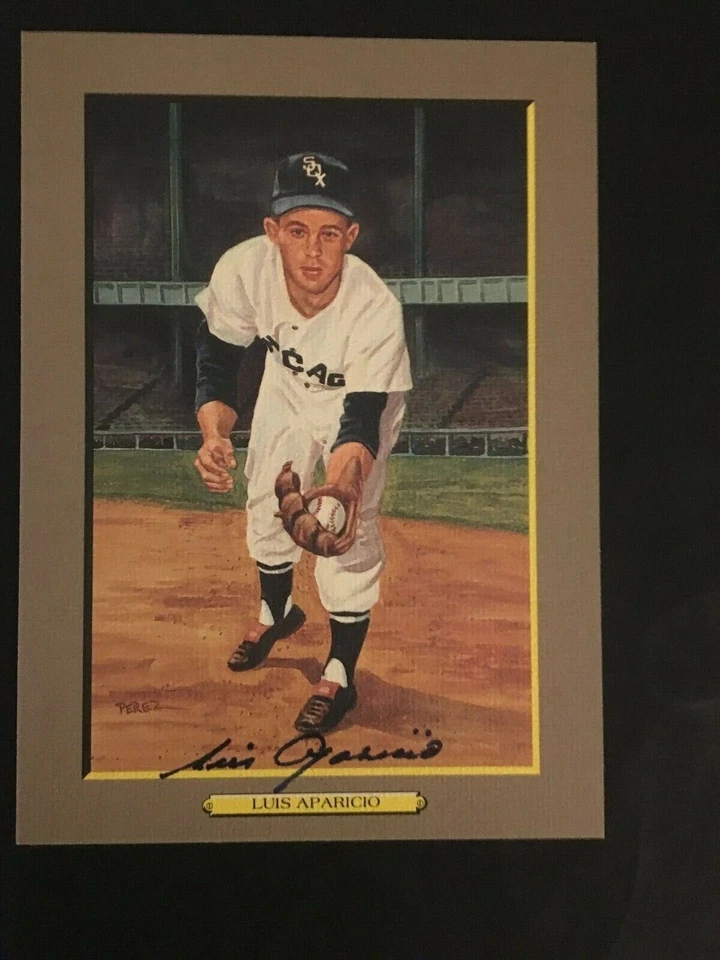 LUIS APARICIO 亲笔签名 PEREZ STEELE GREAT MOMENTS 邮票 AOL-10 签名 — 第 1/1 张图片