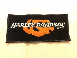 RARE 7" Harley Davidson Orange USA Black Patch HOG Motorcycle White Rectangle - Picture 1 of 5