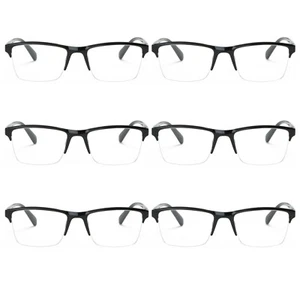 6 Packs Men Women Unisex Square Half Frame Reading Glasses Spring Hinge Readers - Picture 1 of 11
