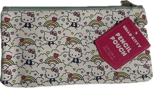 RETRO SANRIO HELLO KITTY ARCO IRIS NUBE CORAZÓN LÁPIZ MAQUILLAJE COSMÉTICO BOLSA CON CREMALLERA - Imagen 1 de 9