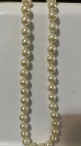Vintage Faux Pearl Necklace Handknotted Glass Bead Barrel Clasp 18” - Picture 1 of 3