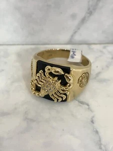 Real Gold 10K Solid Yellow Gold Men's Scorpio With 10 Karat square Ring - Picture 1 of 3