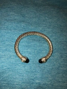 David Yurman klassisches Armband 7 mm Kabel mit schwarzem Onyx und Diamanten - Bild 1 von 3
