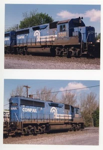 Dos vistas de locomotora Conrail SD40-2 #3331 ORIGINAL 4x6 impresión fotográfica a color - Imagen 1 de 2