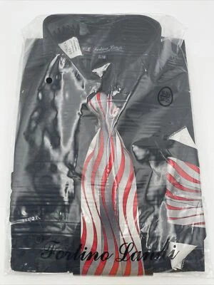 Camisa de vestir de manga larga con corbata y pañuelo Fortino Landi para hombre 16-16 1/2 Foto 1 de 4