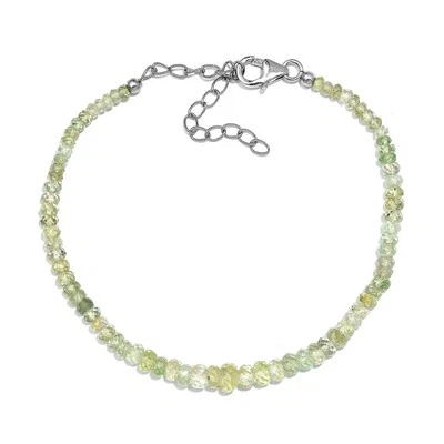 BEAUTIFUL!! 21.00ctw Tsavorite Beaded Bracelet Rhodium Plated Sterling 7.25" - Image 1 of 4