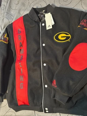 ADIDAS GRAMBLING STATE UNIVERSITY BLACK RED YELLOW BOMBER JACKET SIZE L MEN $200 - Image 1 of 4