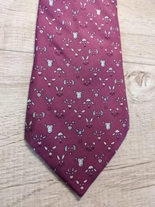 Cravatta collo Hermes seta 5472 FA motivo animalier viola senza scatola usata. - Foto 1 di 7