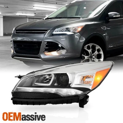 For 2013-2016 Ford Escape HID/Xenon Type Chrome Headlight Driver Left w/ LED DRL - Image 1 of 4